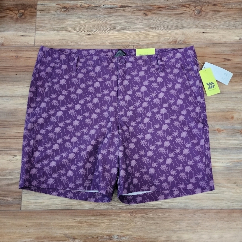 All in Motion Hybrid Shorts Mens XXL Purple Floral Palm Tree Beach Swim NEW